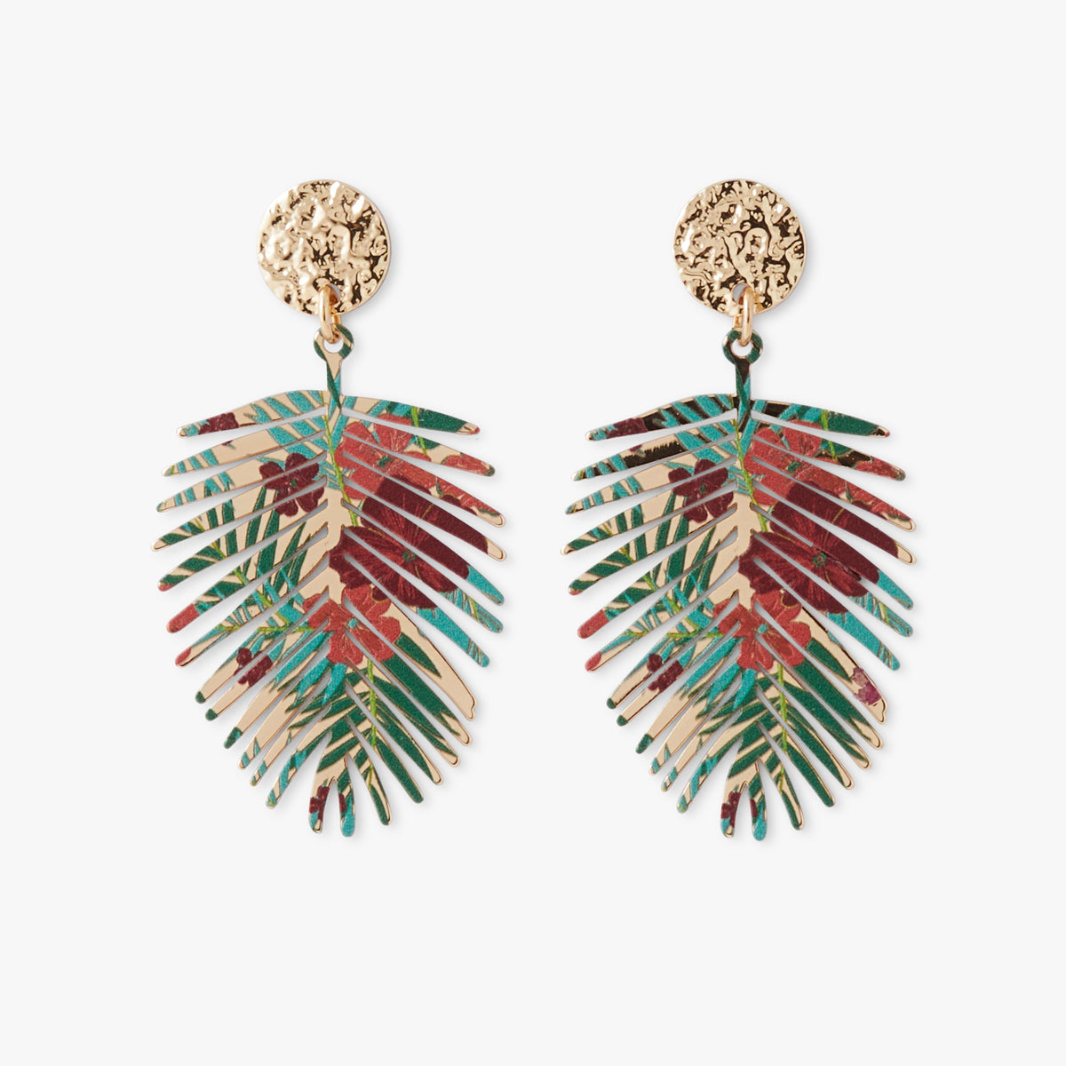 Boucles d'oreilles feuilles de palmier imprimées Tropical Feel
