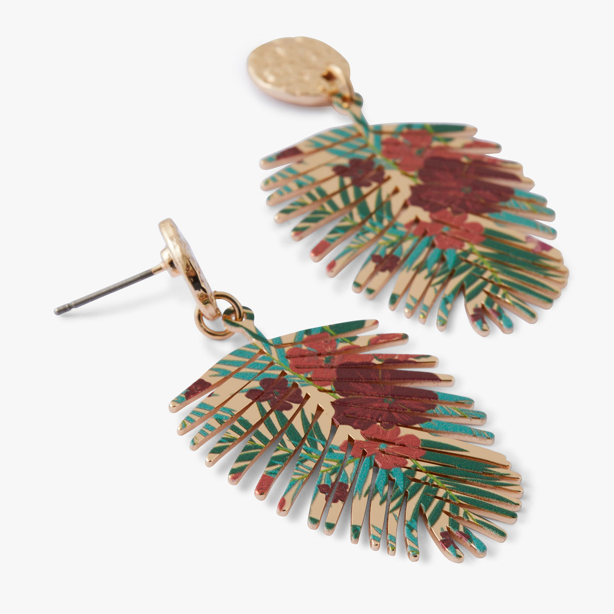 Boucles d'oreilles feuilles de palmier imprimées Tropical Feel