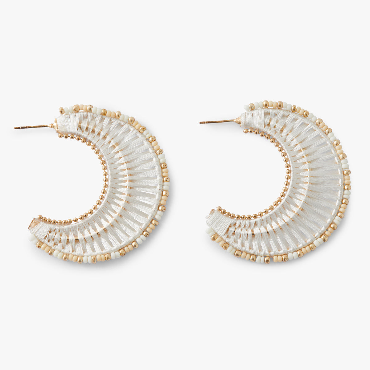 Créoles fil et perles de rocailles Ivory Bloom