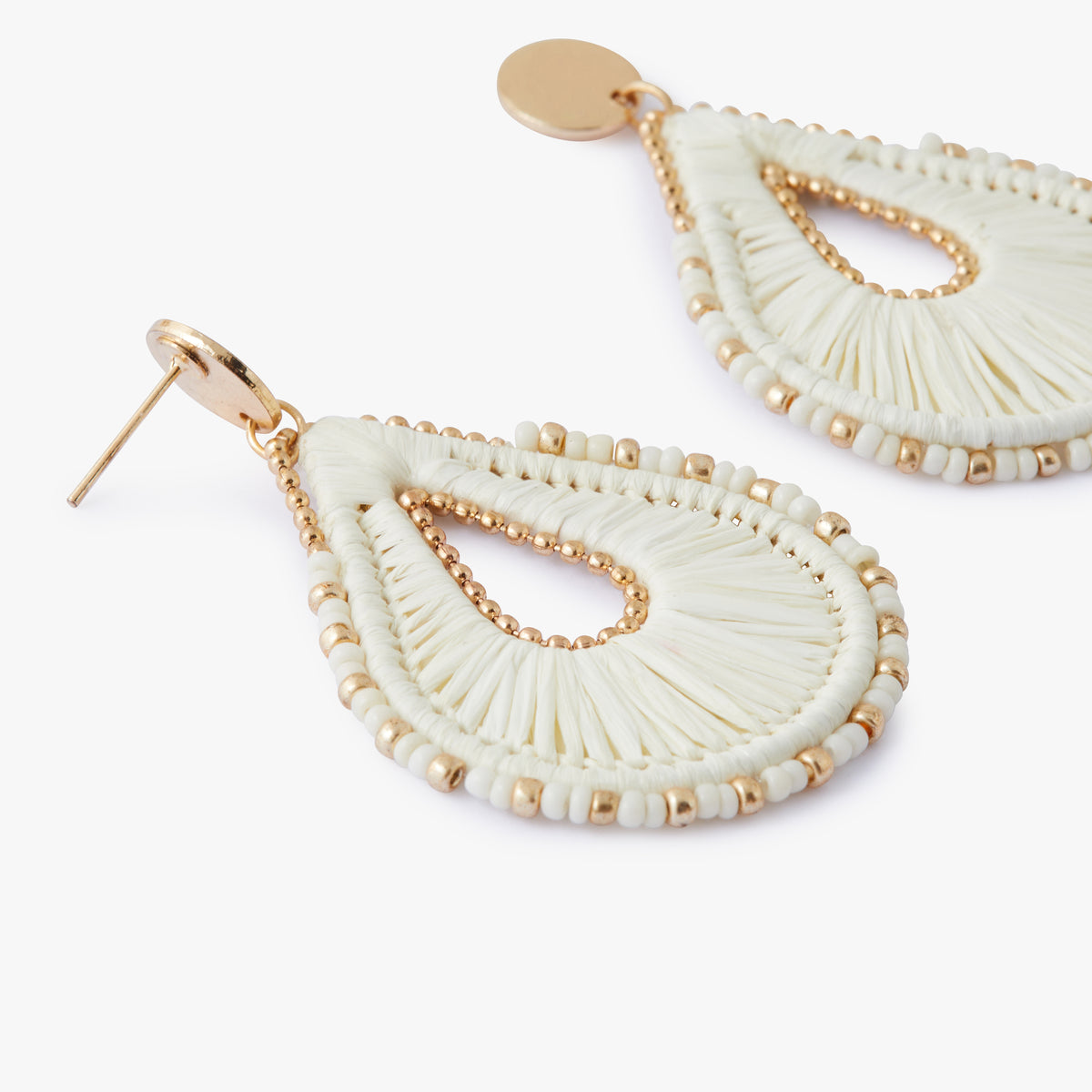 Boucles d'oreilles goutte en raphia et perles de rocailles Tropical Feel