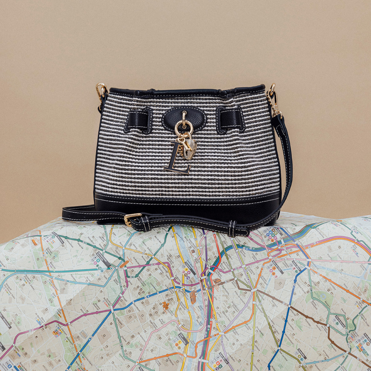 Sac porté épaule noir Petula