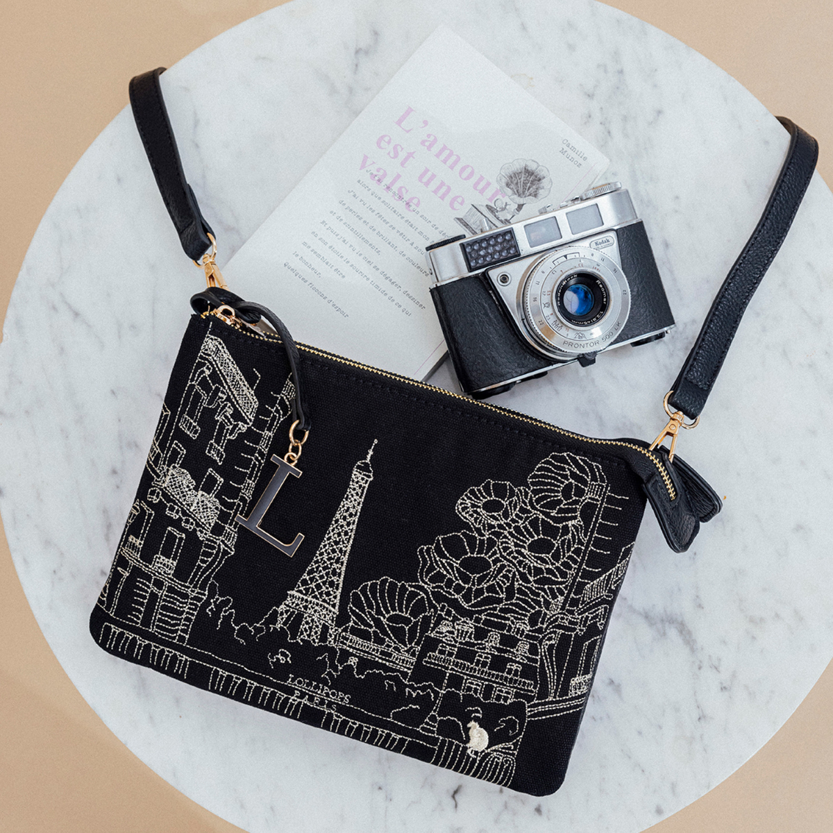 Sac multi poches noir Pierette
