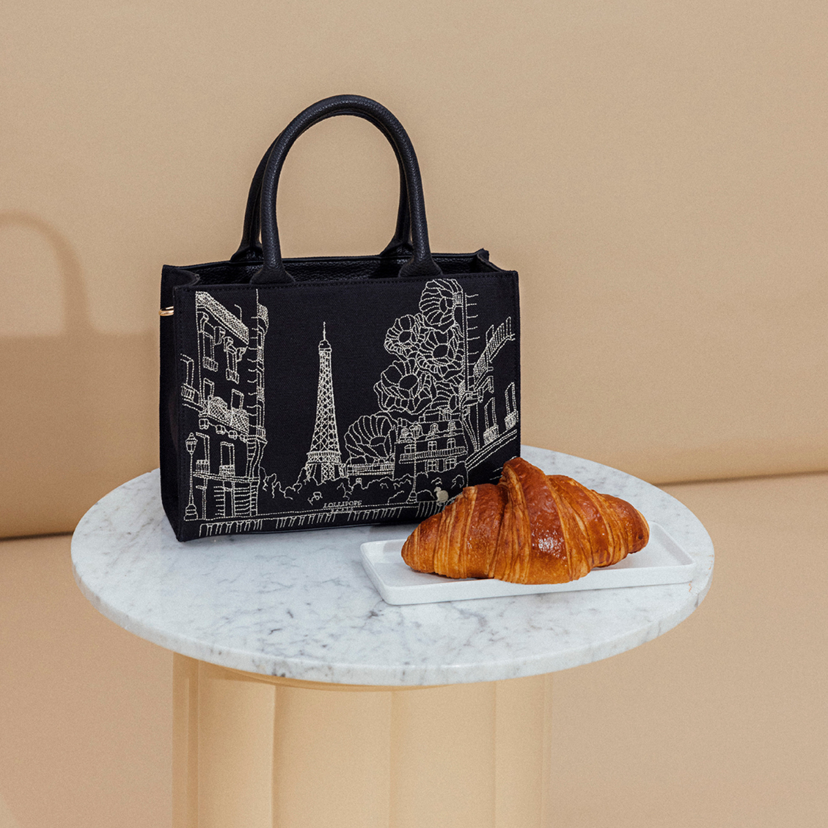 Grand sac shopper noir Pierette