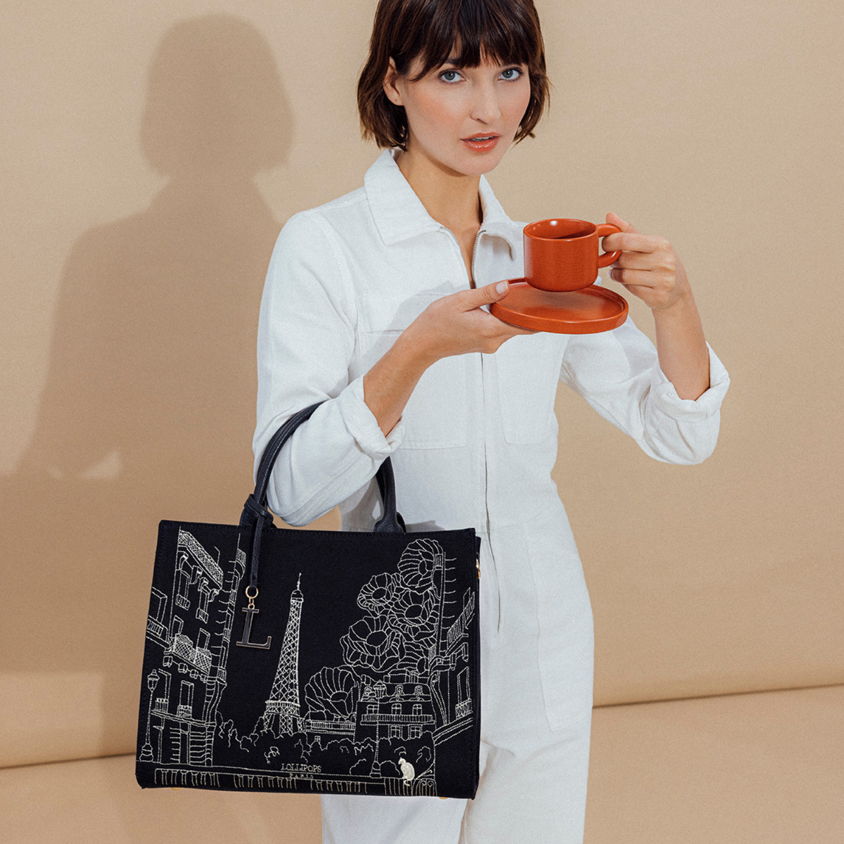 Grand sac shopper noir Pierette