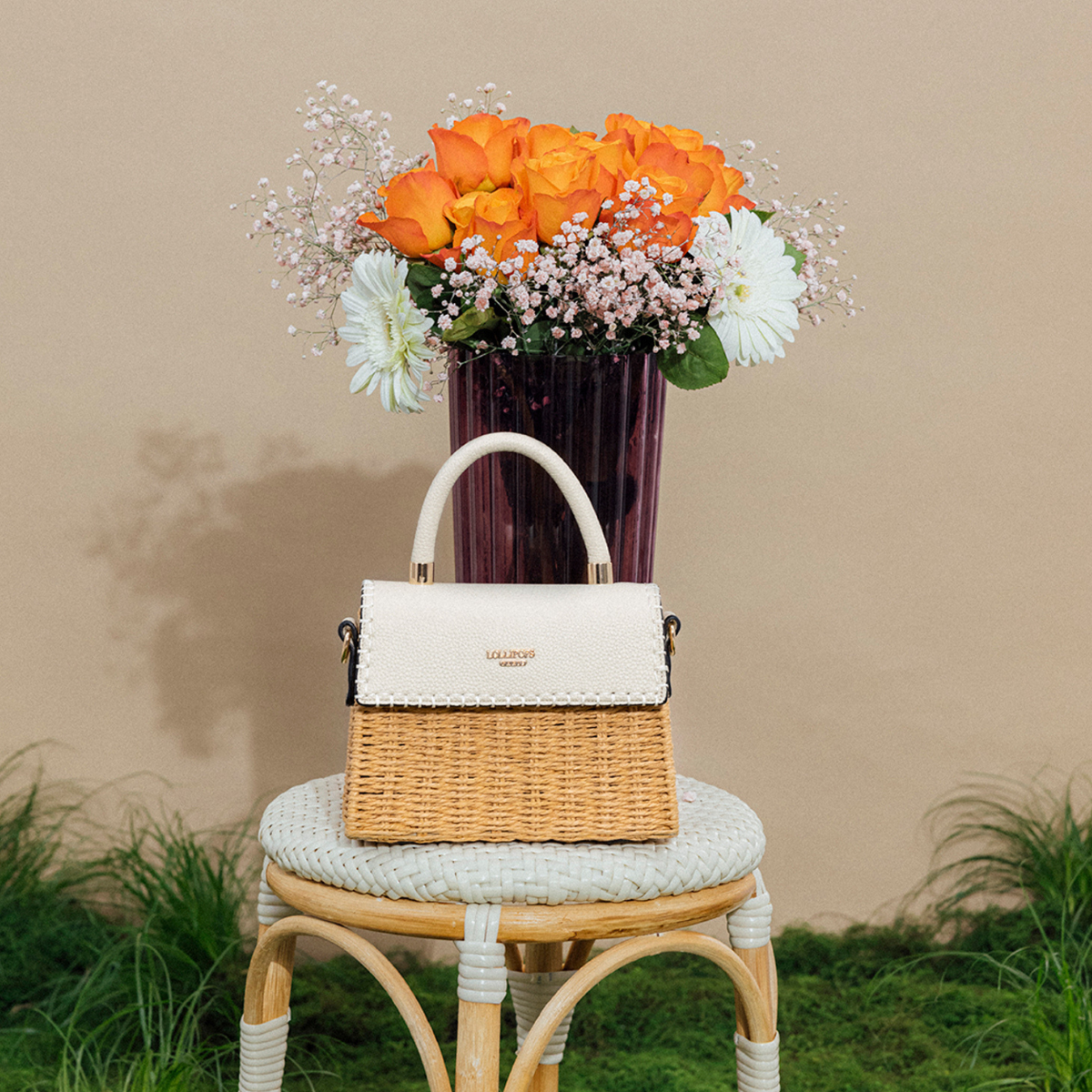 Petit sac porté épaule ivoire Pietra