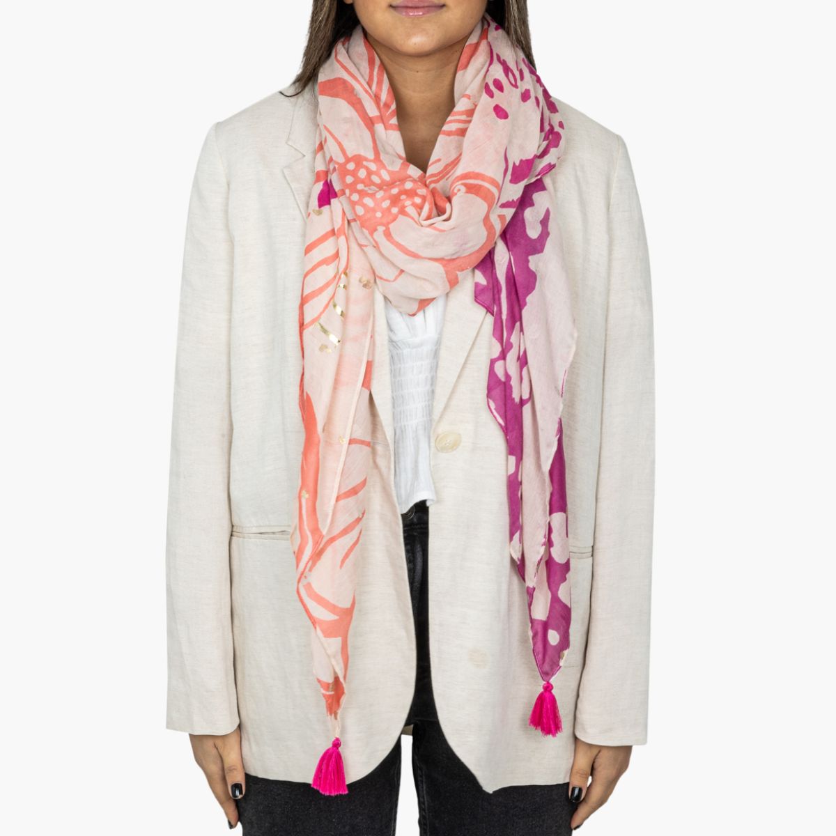 Foulard rectangulaire corail Paminia
