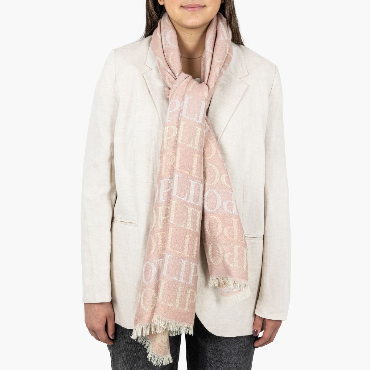 Foulard rectangulaire rose Pepita