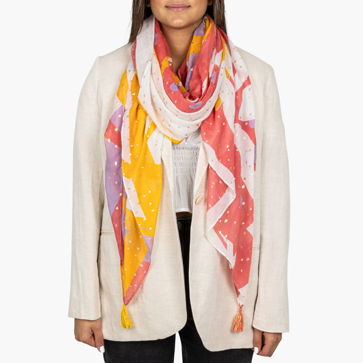Foulard rectangulaire corail Petronilla