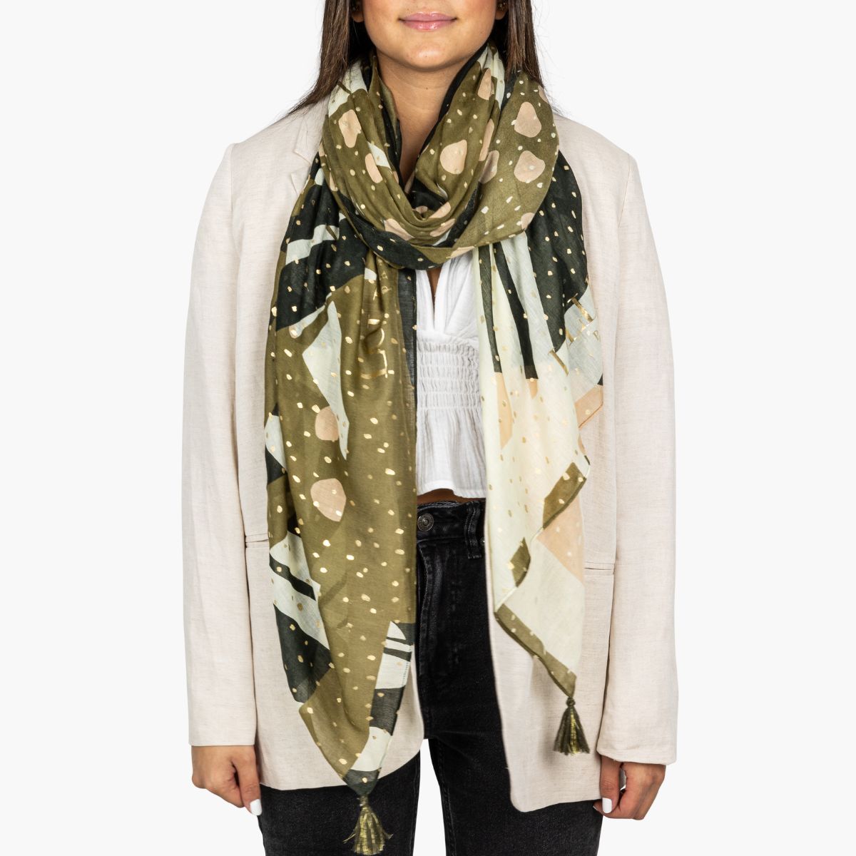 Foulard rectangulaire kaki Petronilla