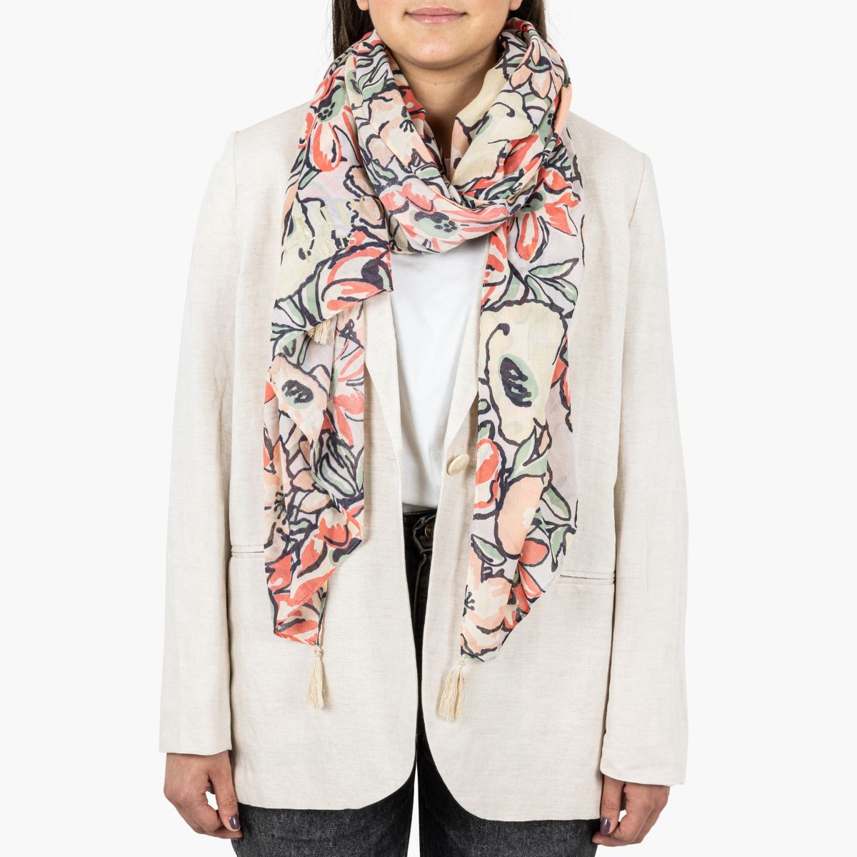 Foulard rectangulaire blanc Prunelle