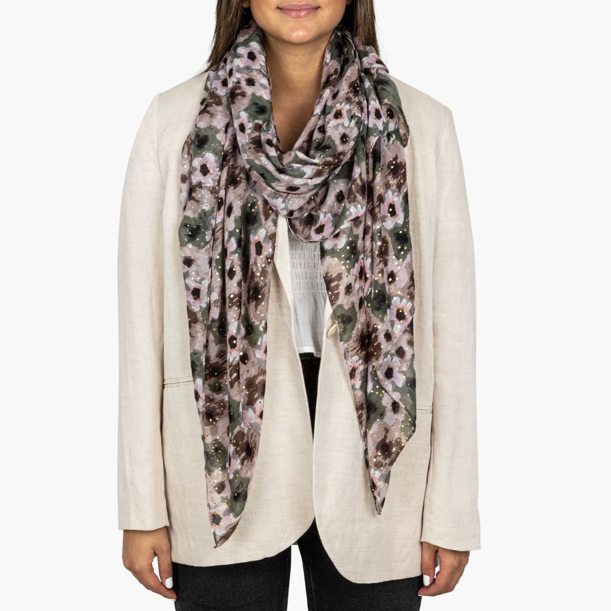 Foulard rectangulaire kaki Pya