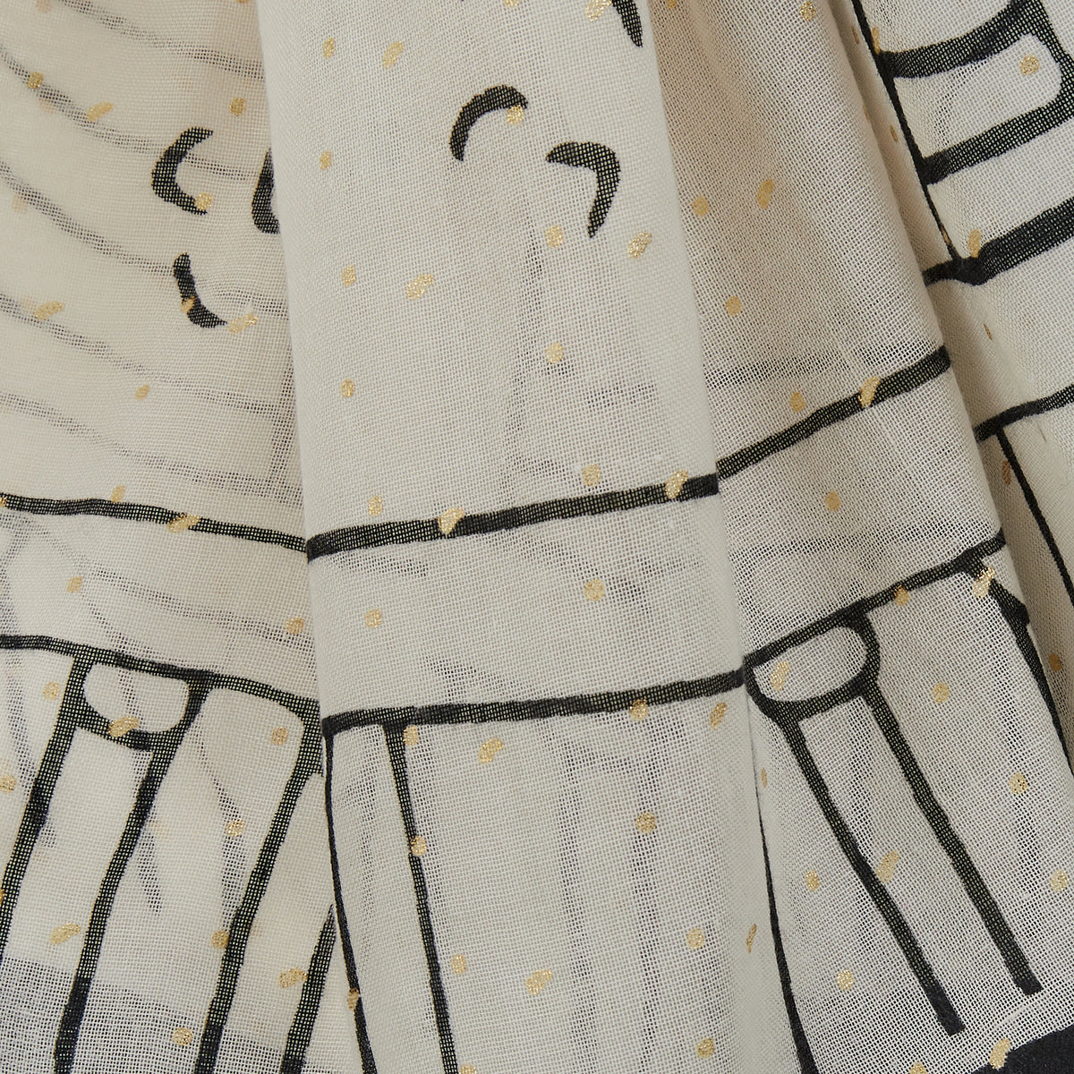 Foulard rectangulaire noir Pierette