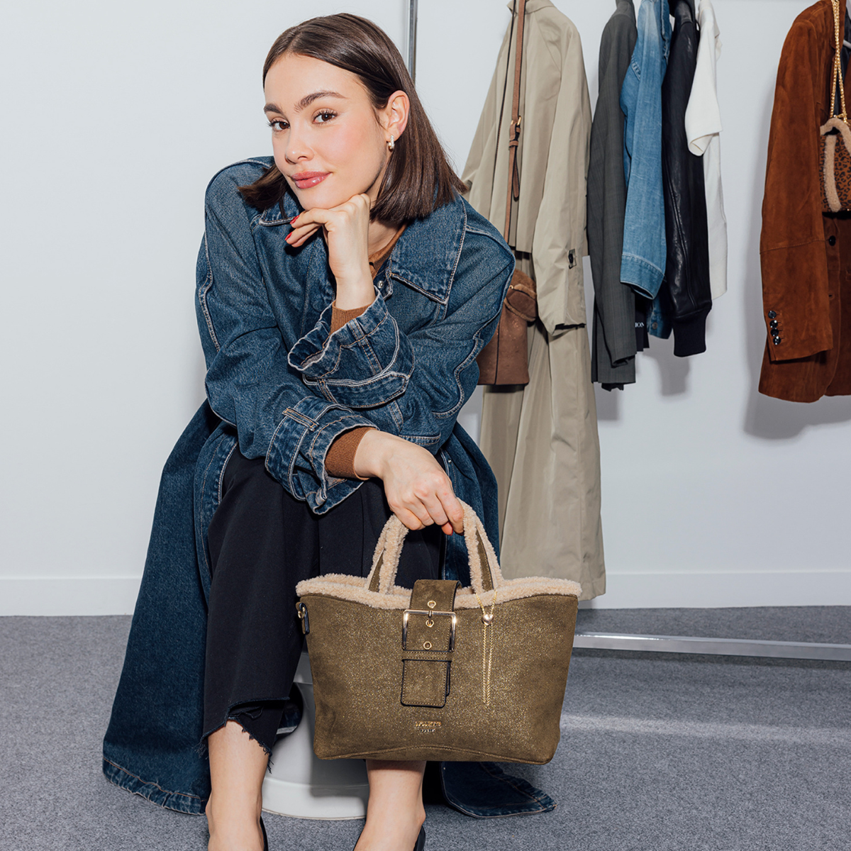 Sac shopper kaki Reyana