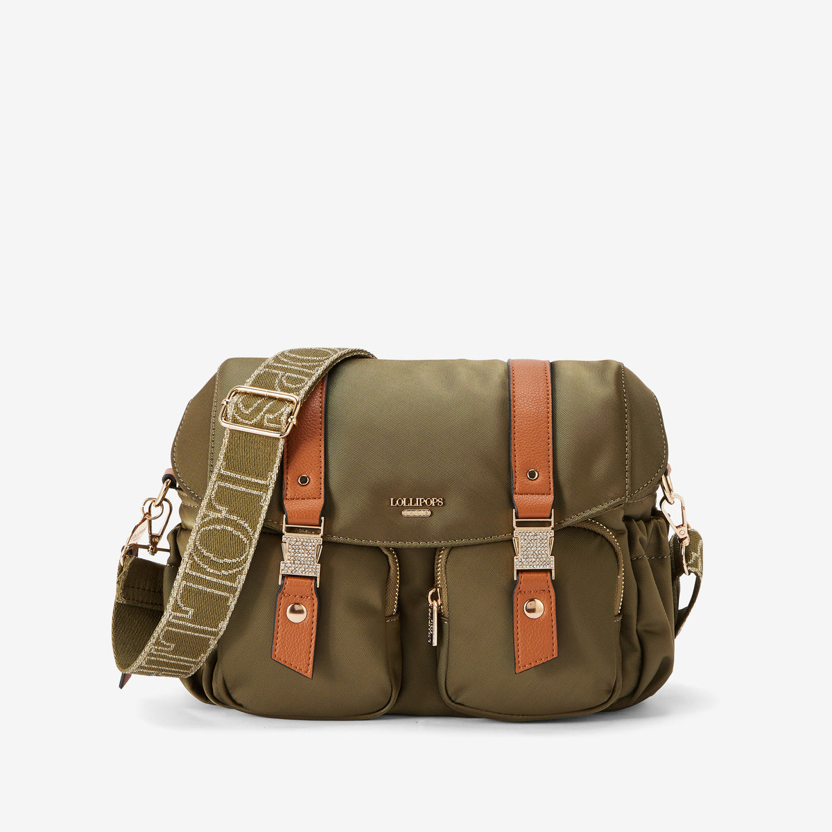 Grand sac porté épaule kaki Rosa