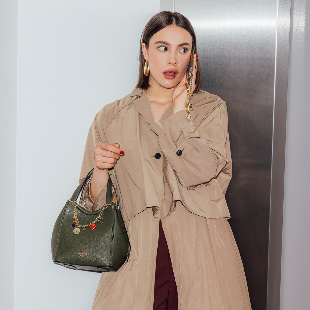 Petit sac shopper kaki Roselaine