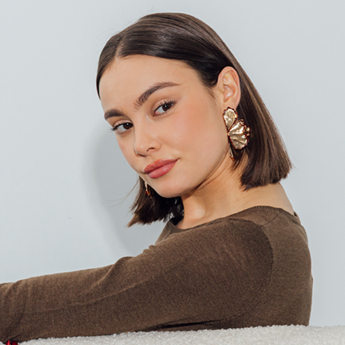 Boucles d'oreilles demi-fleurs 3 D Best vert paon