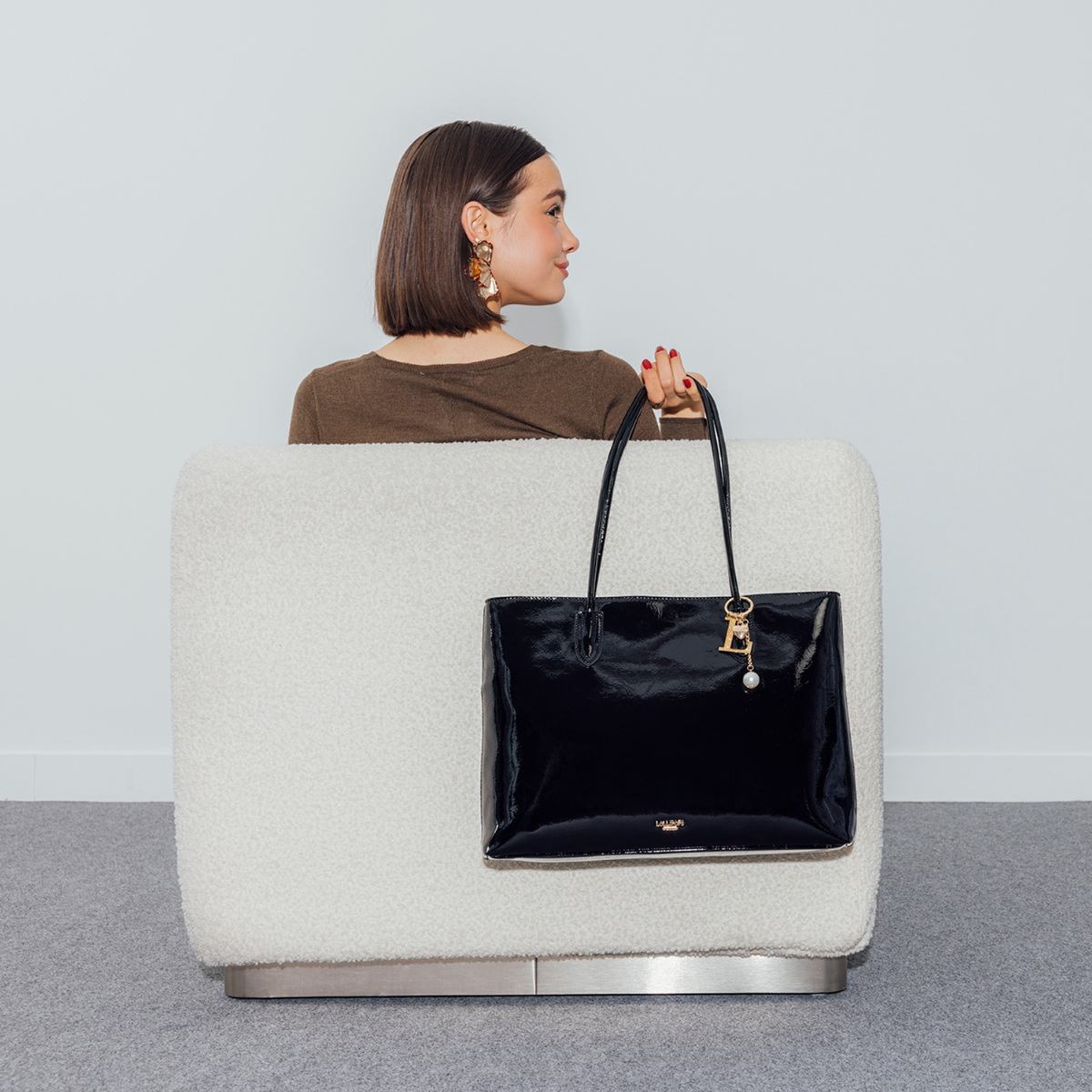 Grand sac shopper noir Rosario