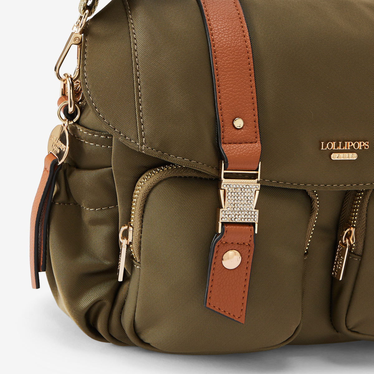 Grand sac porté épaule kaki Rosa