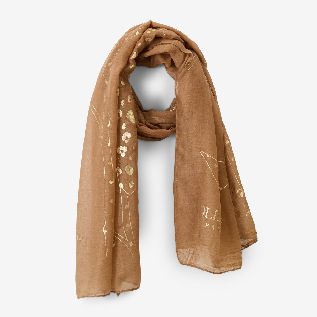 Foulard rectangulaire camel Ronyta