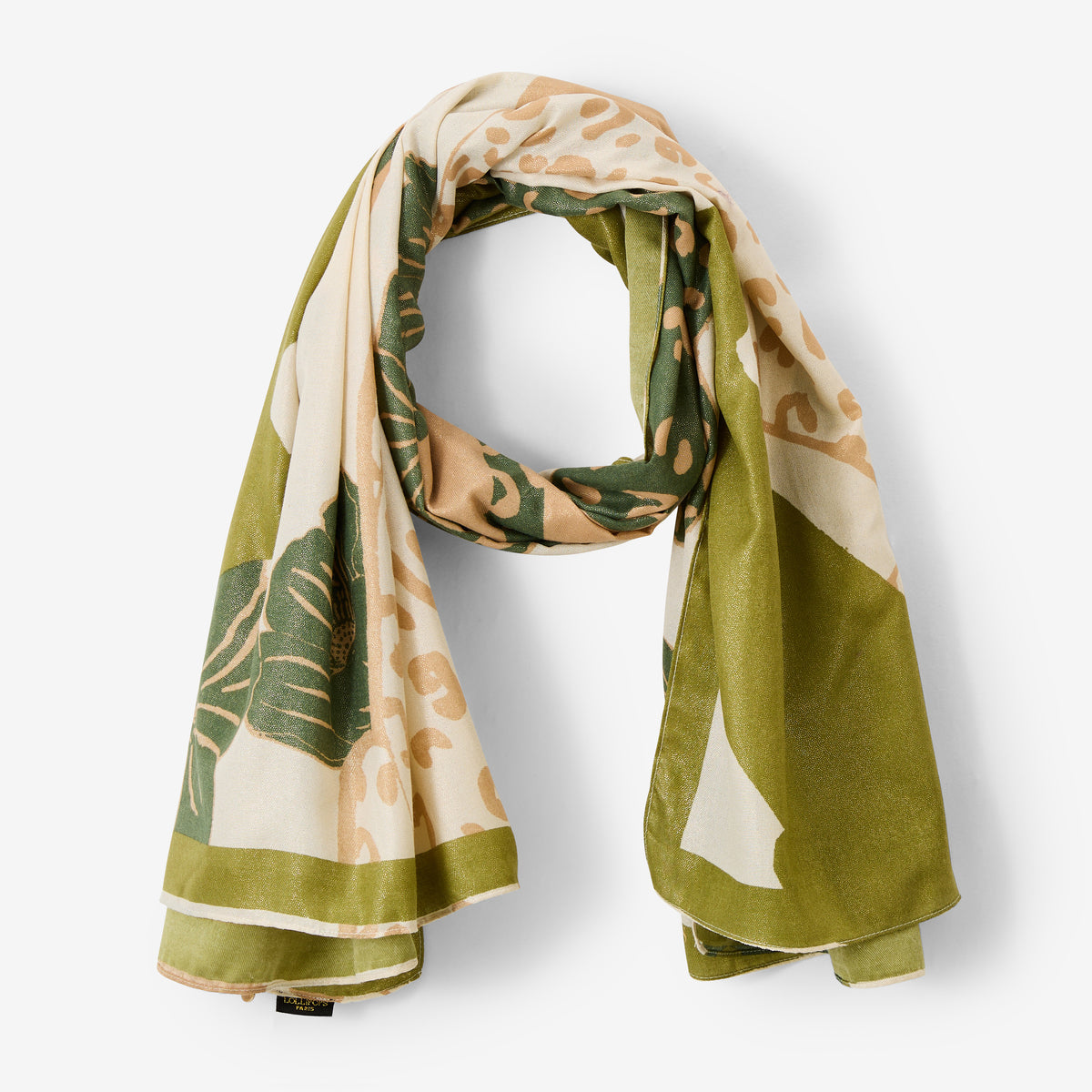 Foulard rectangulaire kaki Rosabella