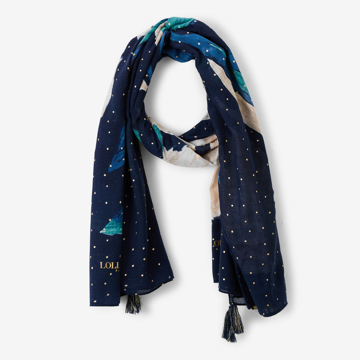 Foulard rectangulaire bleu marine Roza