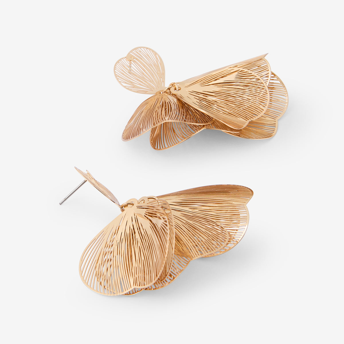 Boucles d'oreilles pétales de fleur en filigrane Romantique