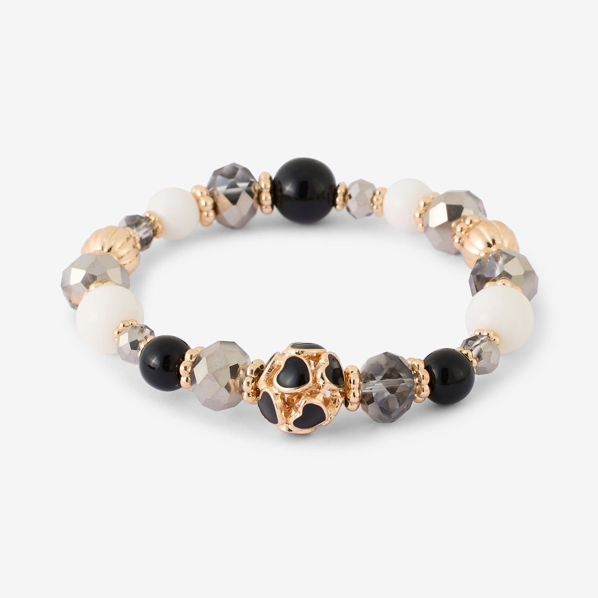 Bracelet avec perles et cœur strié Romantique