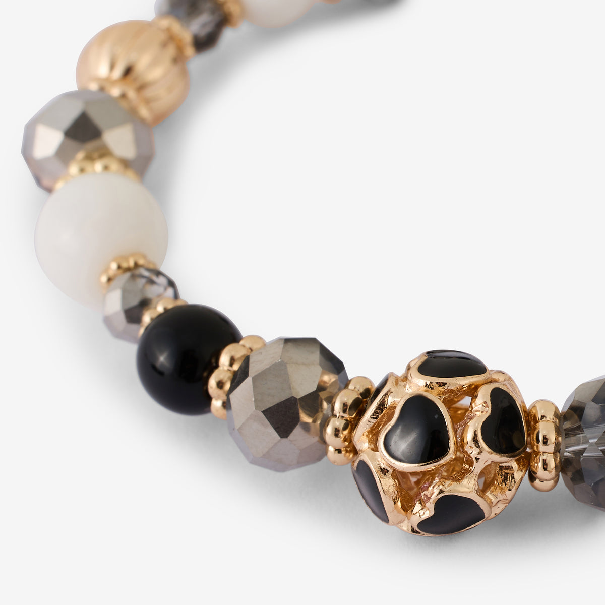 Bracelet avec perles et cœur strié Romantique