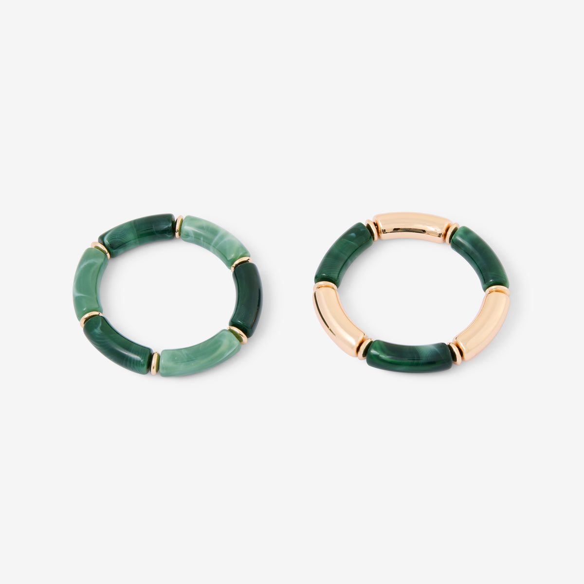Sets de 2 bracelets tubes en résine Best vert paon
