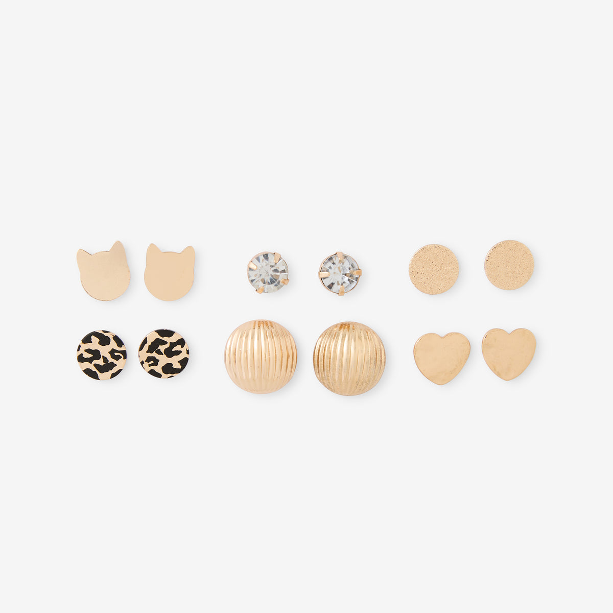 Set de 6 boucles d'oreilles puces Léopard félin