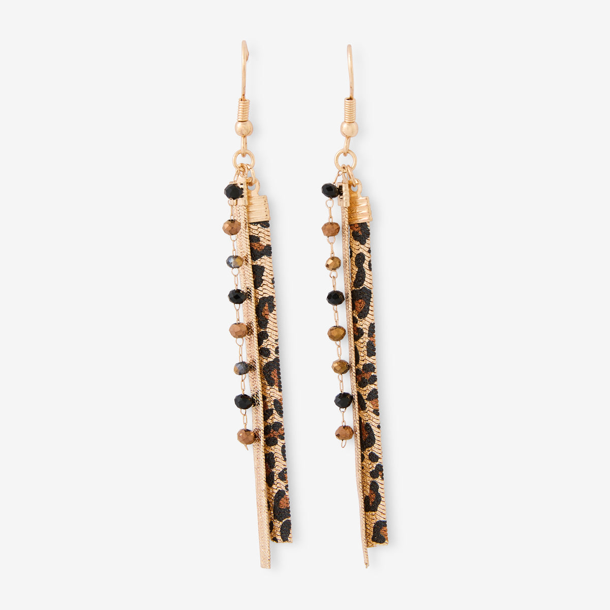 Boucles d'oreilles chaine et perles facettées Léopard félin