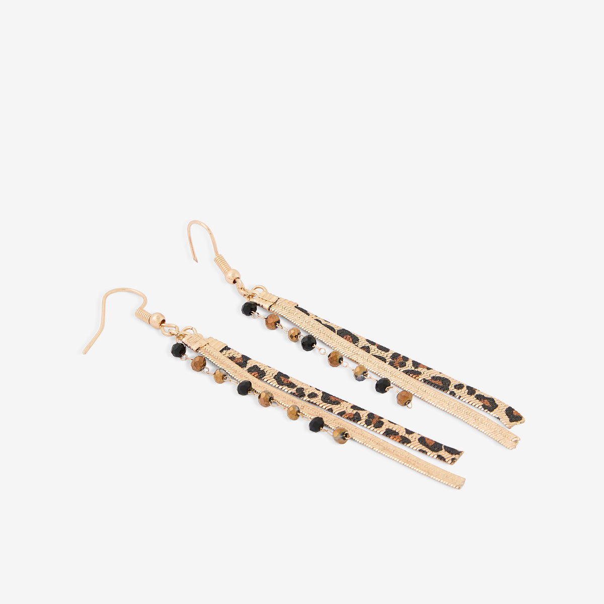 Boucles d'oreilles chaine et perles facettées Léopard félin