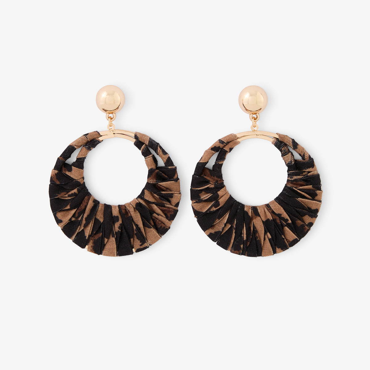 Grandes boucles d'oreilles cercle en tissu Léopard félin