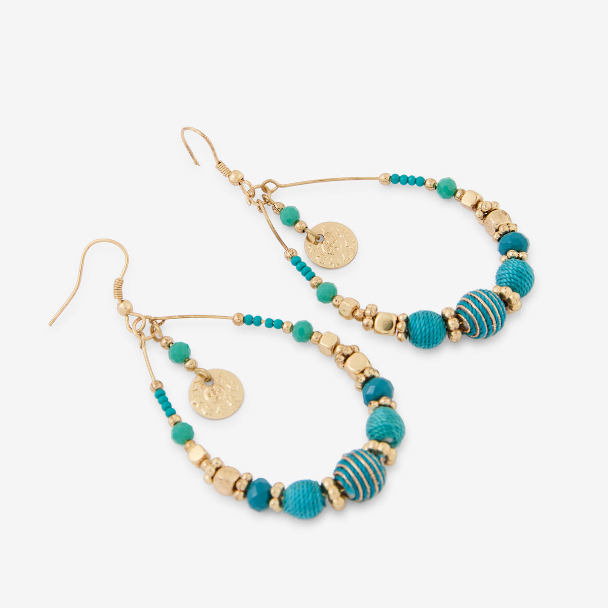 Boucles d'oreilles goutte avec perles Best vert paon