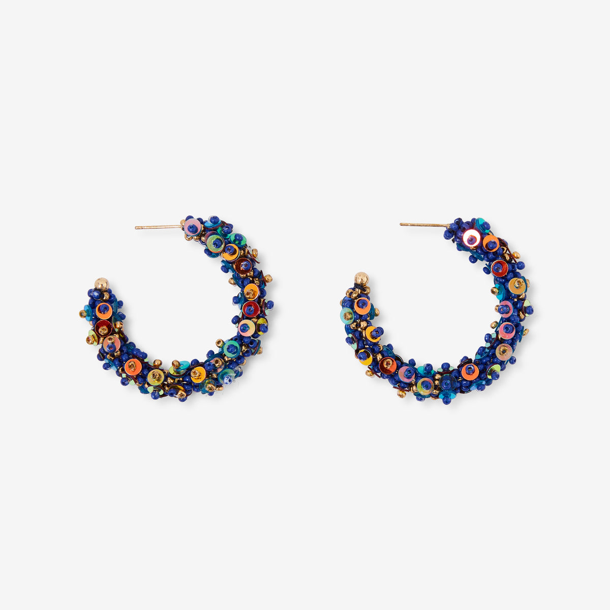 Créoles sequins brodés Best vert paon