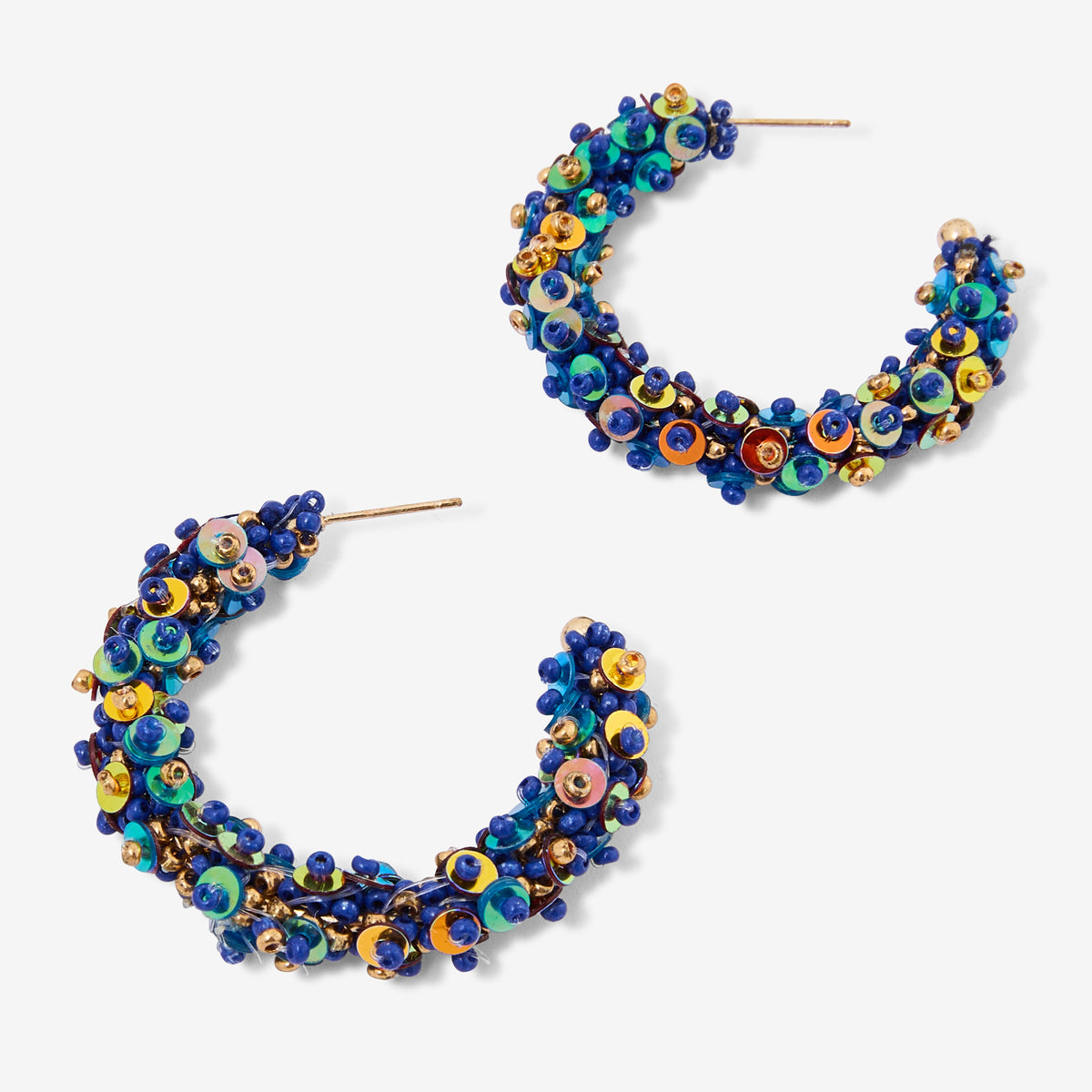 Créoles sequins brodés Best vert paon