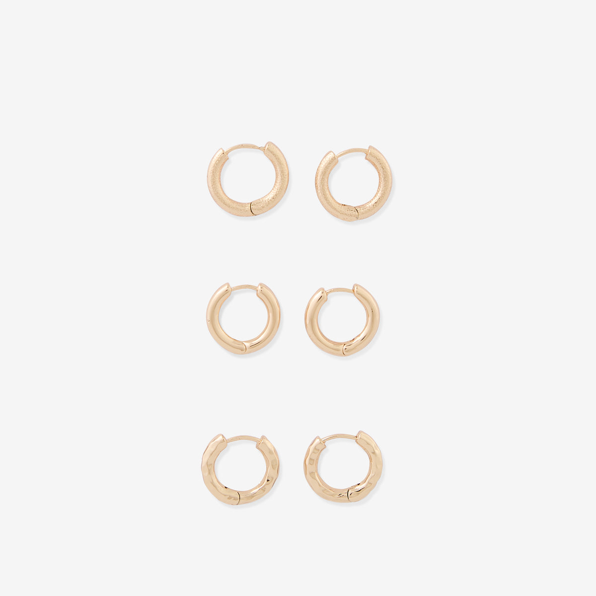 Set de 3 créoles lisses, sablées et martelées Léopard félin