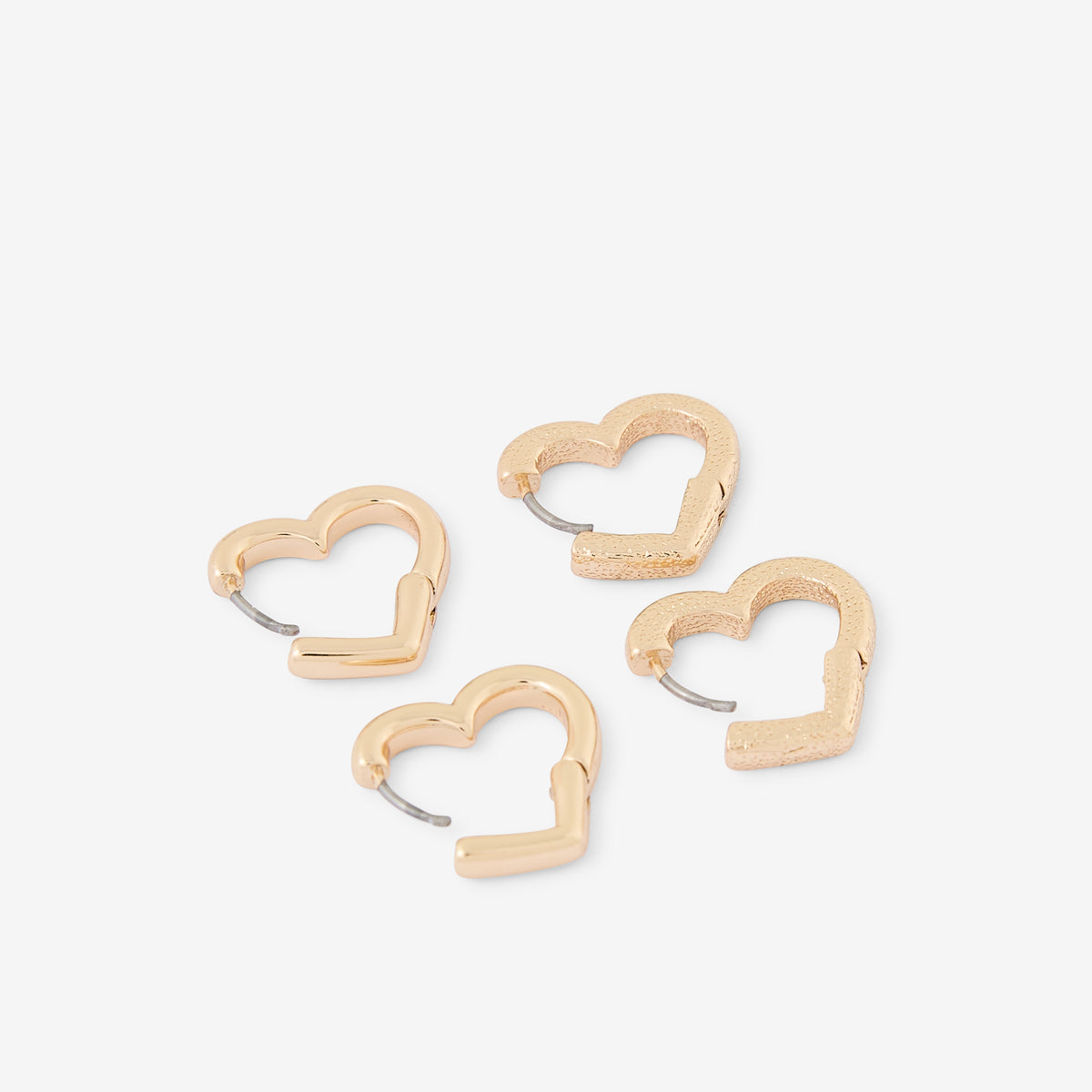 Set de 2 paires de créoles en forme de cœur Romantique