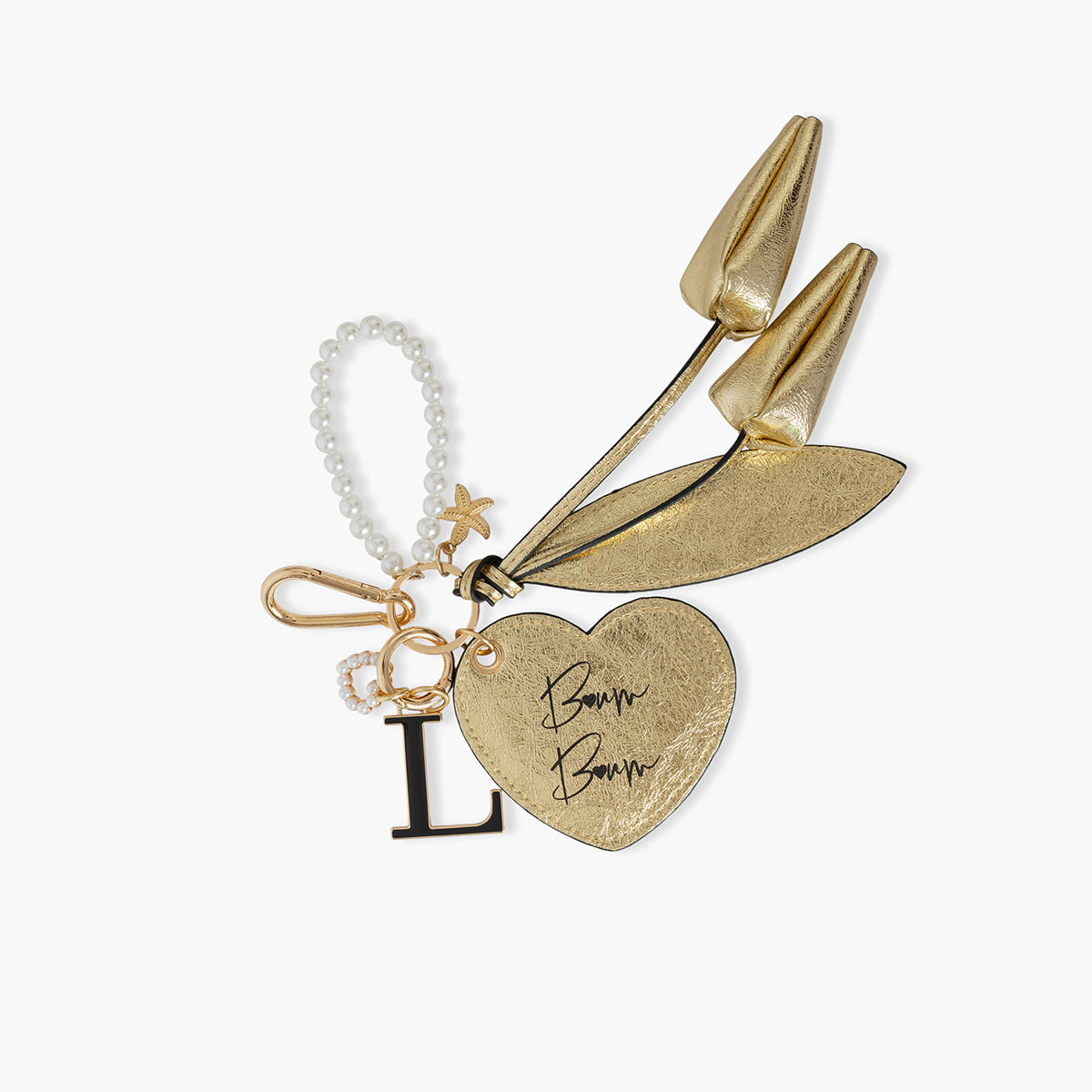 Porte-clés doré cœur et lettre "L" Soodies