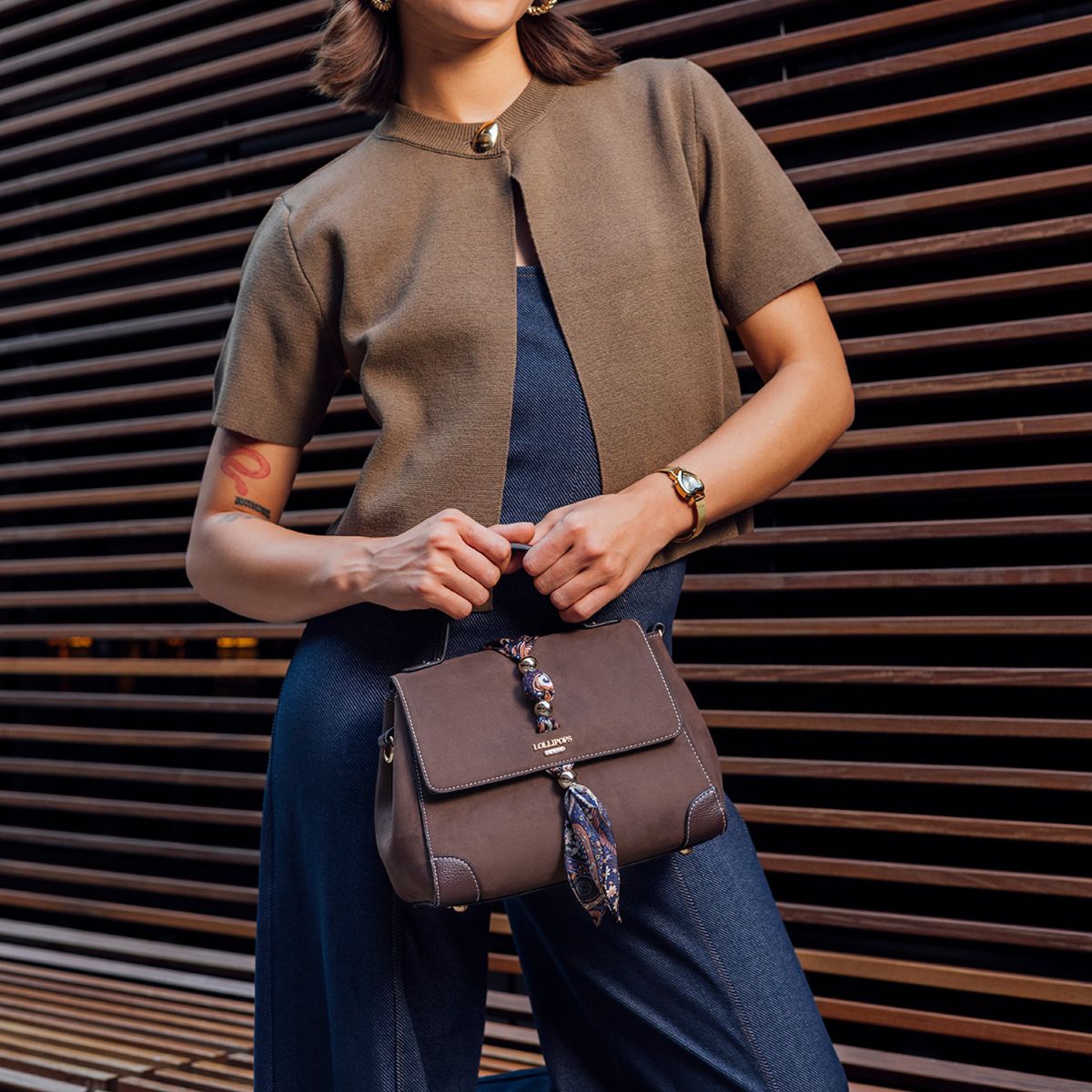 Sac porté épaule marron Shirley