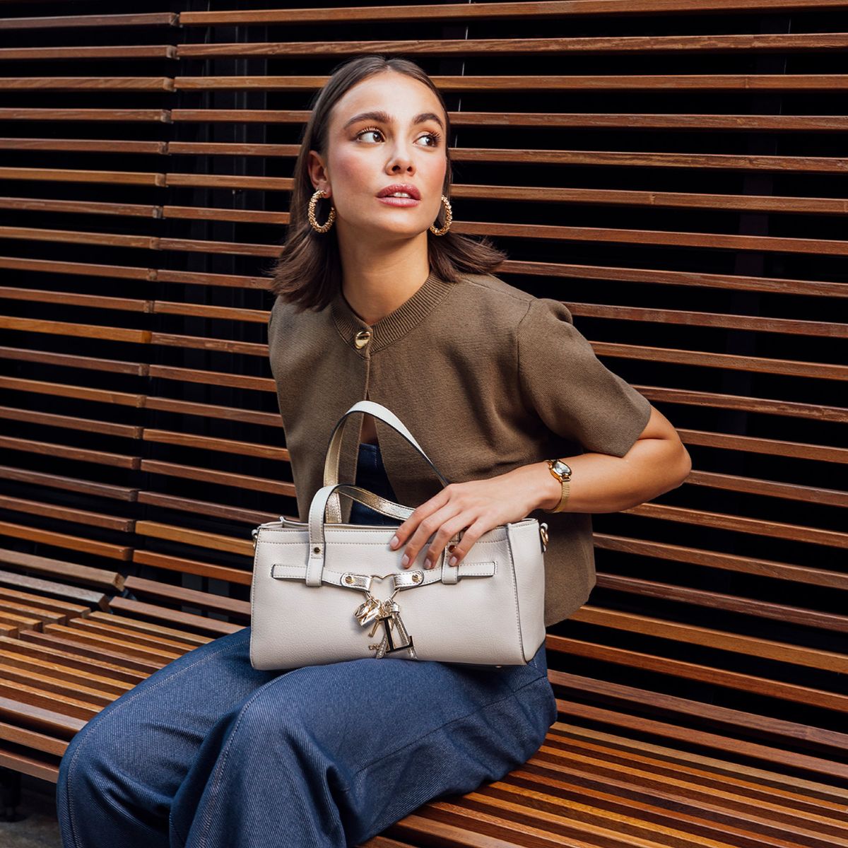 Sac bandoulière beige Sublima