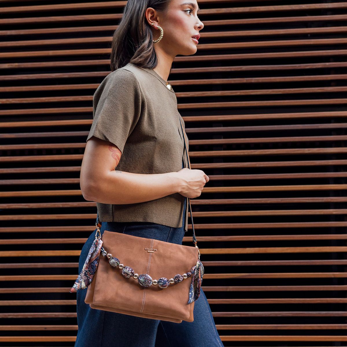 Sac multi poches camel Shirley