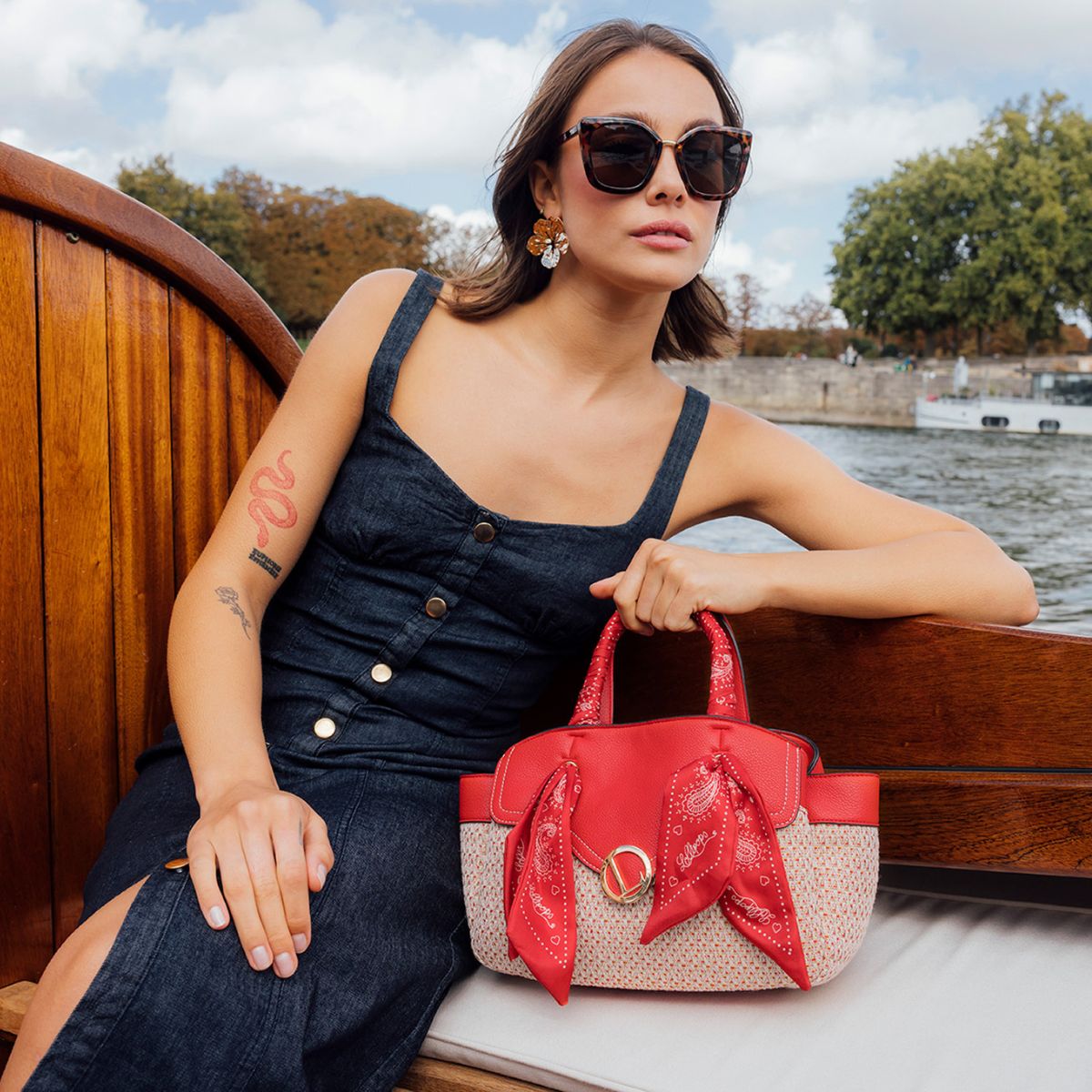 Sac shopper rouge Sade