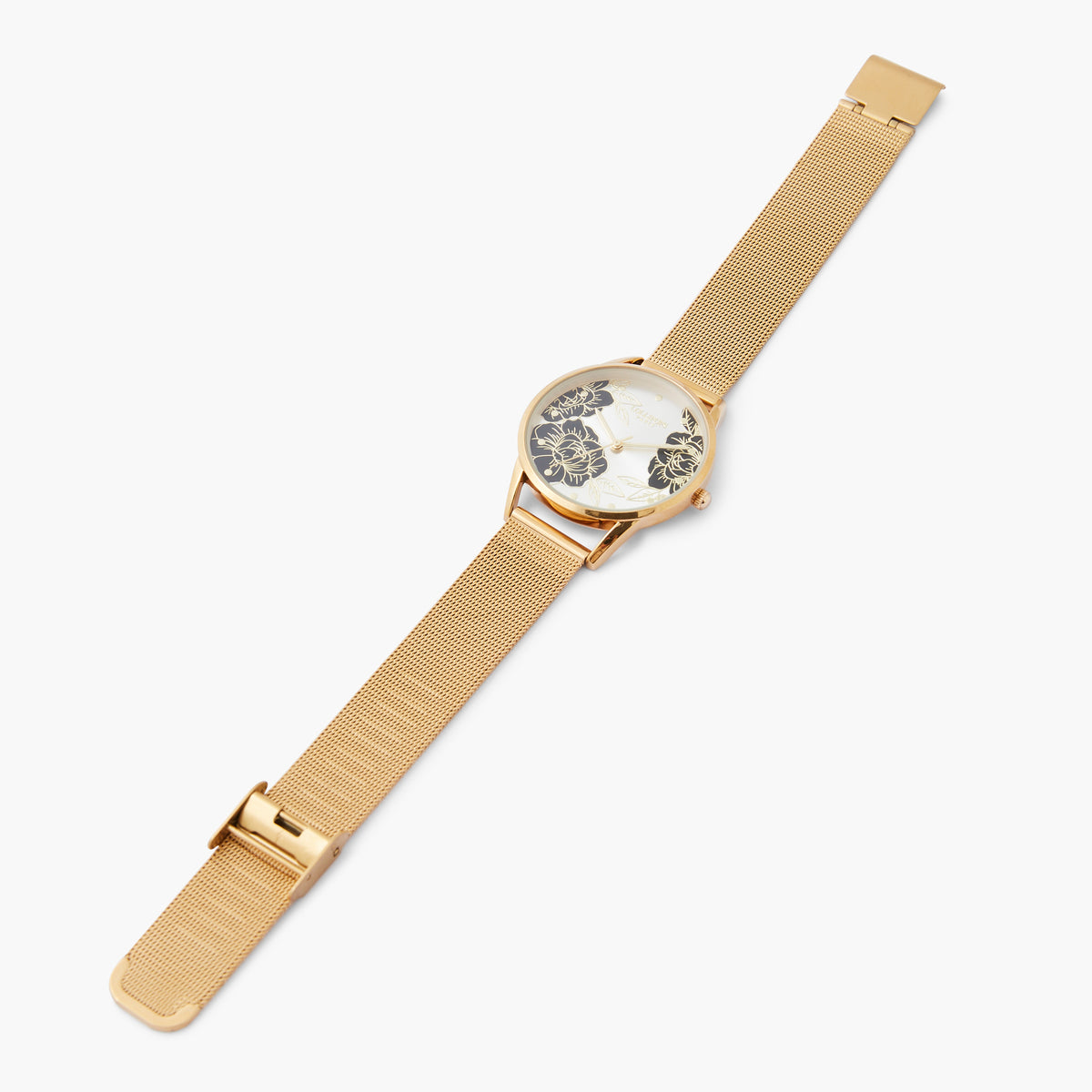 Montre noire fleurs