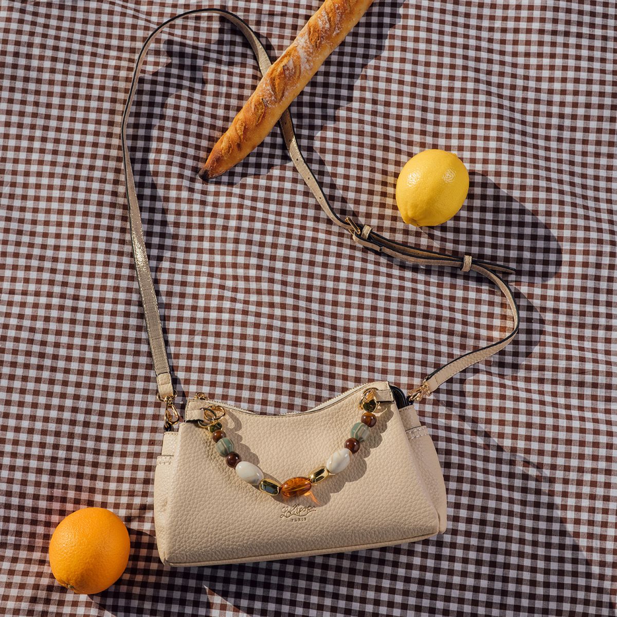 Grand sac porté épaule ivoire Stefie