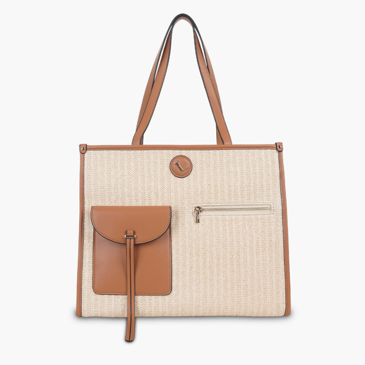 Grand sac shopper camel Saya