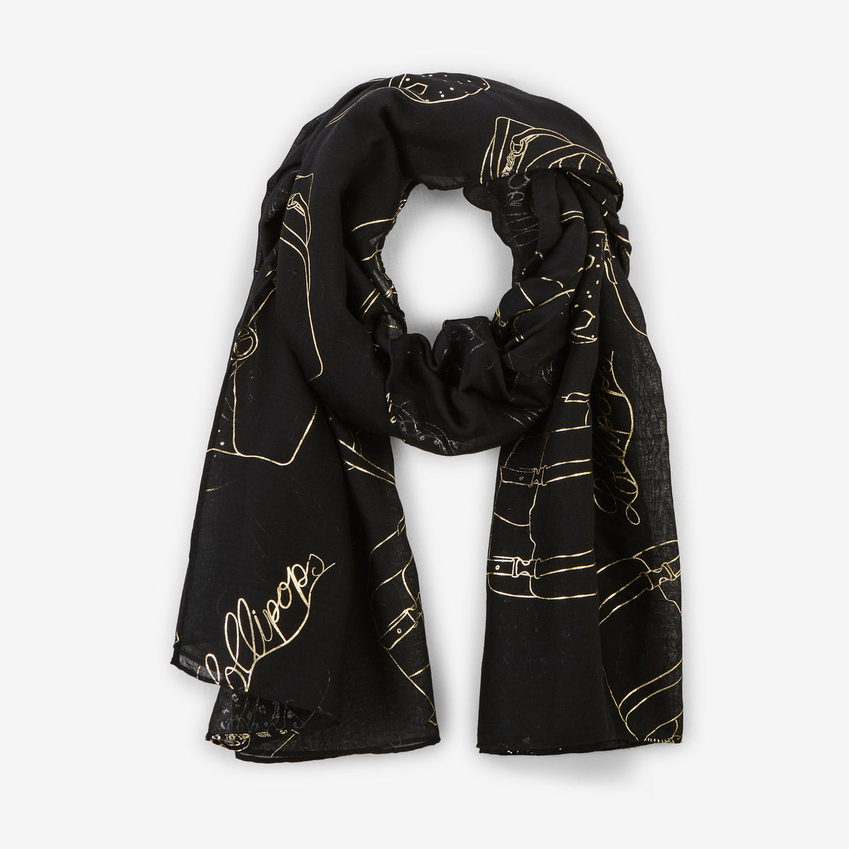 Foulard rectangulaire noir Stefana