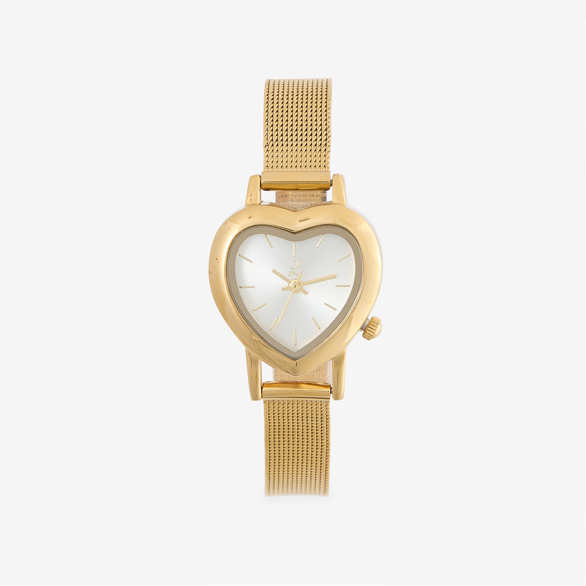Montre dorée cadran cœur