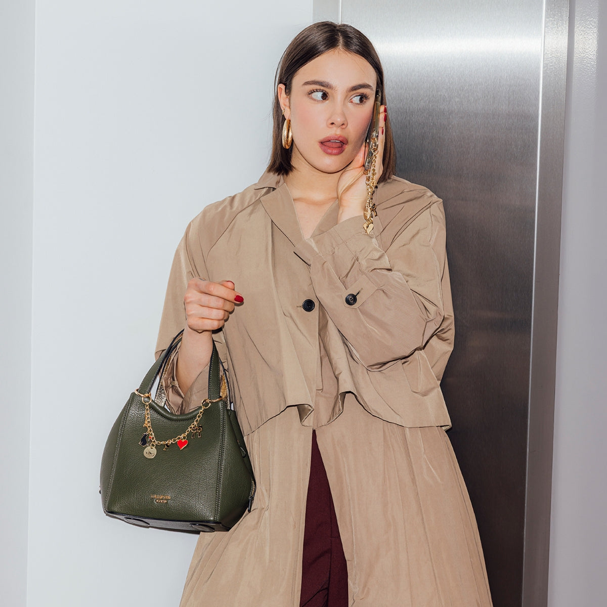 Petit sac shopper kaki Roselaine