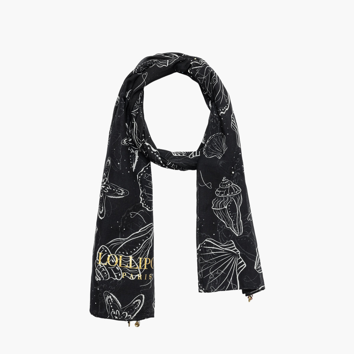 Foulard rectangulaire noir Sava